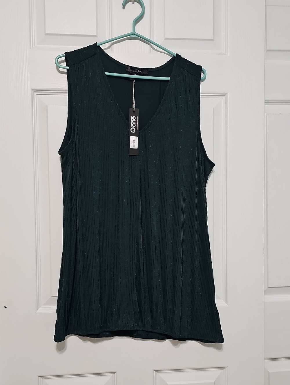 Warehouse One Dark Green Ribbed V-Neck Sleeveless Tank